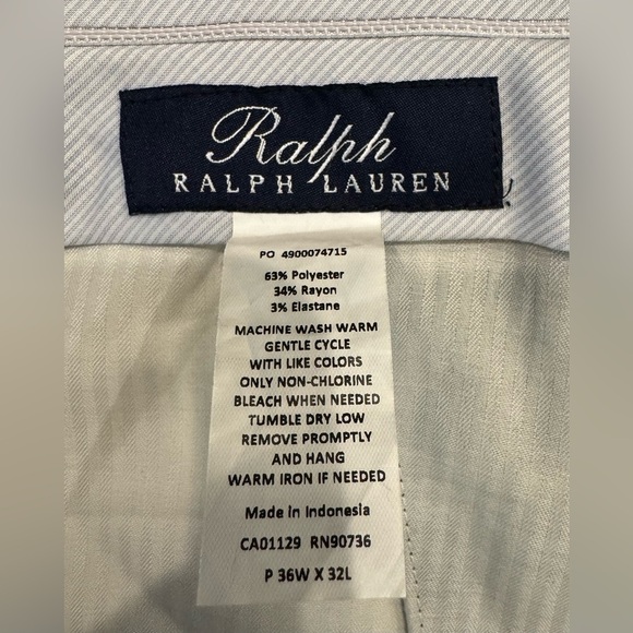 Ralph Lauren Men’s Black Dress Pants Flat Front Size 36x32 - Picture 3 of 6